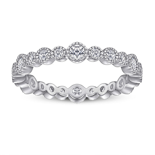 S925 Sterling Silver Full Eternity Band - Pavé Zirconia Circle Ring for Women