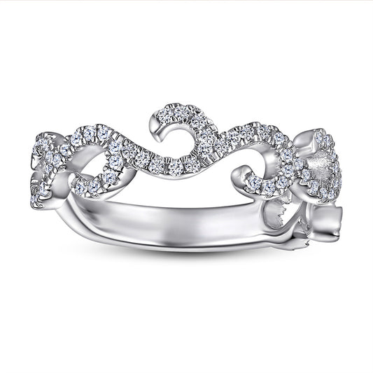 Floral Openwork 925 Silver Ring - Delicate Nature-Inspired Band with Zirconia