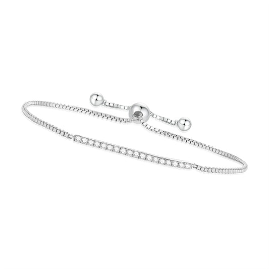925 Sterling Silver Moissanite Bracelet - Elegant Geometric Jewelry with Fringe Detailing