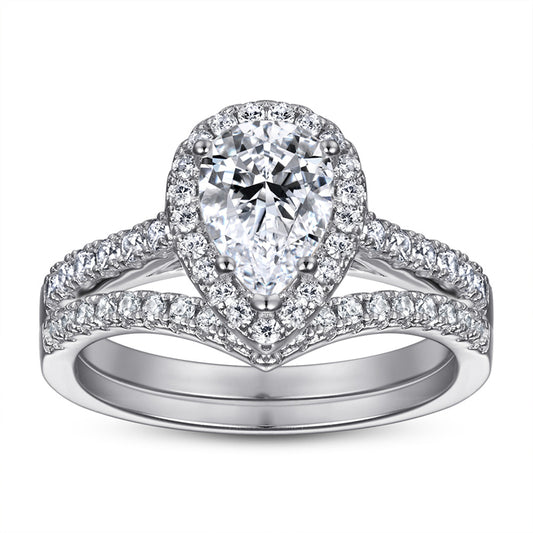 Teardrop Zirconia 925 Silver Ring Set - European Best-Selling Stackable Band Collection