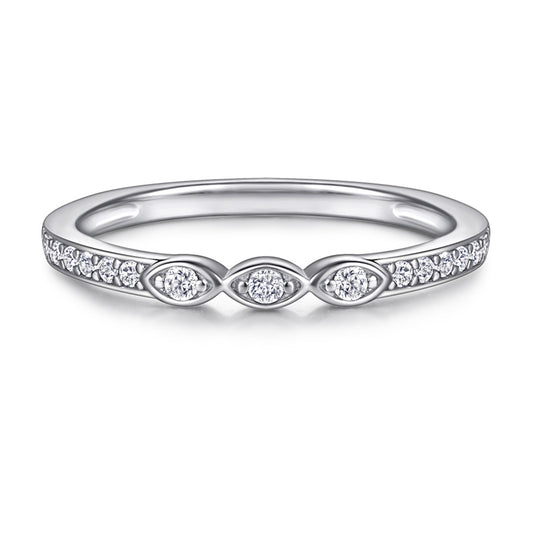 Floral 925 Silver Ring Set - Versatile Bridal Stack with Zirconia Accents