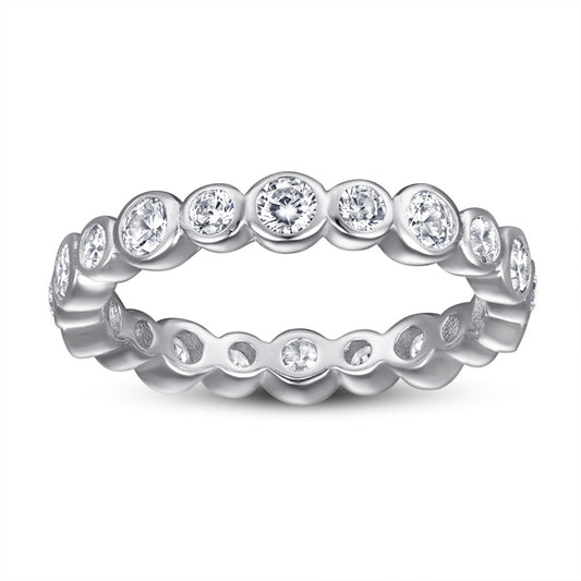 S925 Sterling Silver Full Eternity Ring – Round Cut CZ Wedding Band