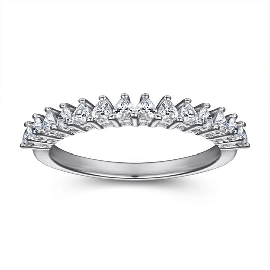 S925 Sterling Silver Heart Band Ring – Delicate Single Row CZ Jewelry