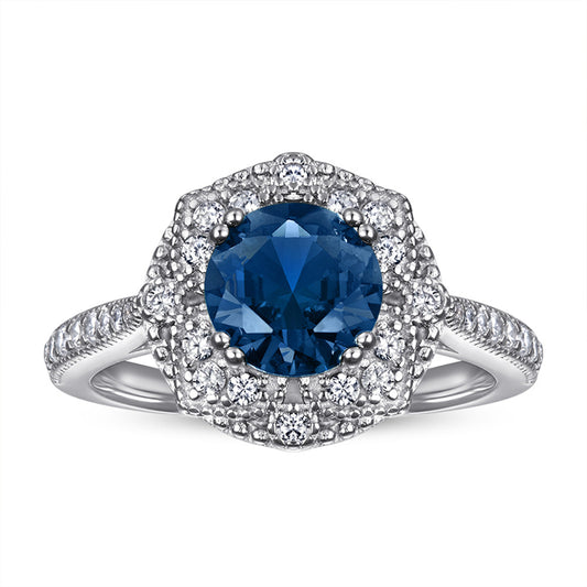 S925 Sterling Silver Gemstone Ring - Modern Geometric Jewelry with Blue/Green CZ Stones