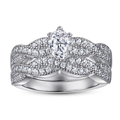 S925 Sterling Silver Crown Stackable Ring Set – 18K White Gold Plated Minimalist Jewelry