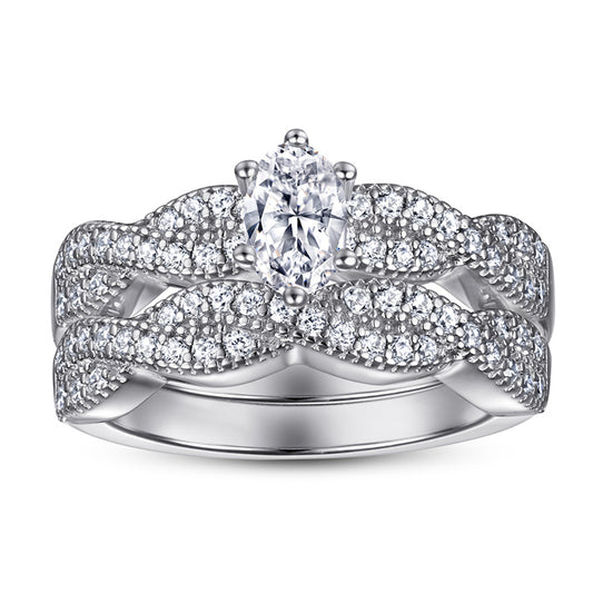 S925 Sterling Silver Crown Stackable Ring Set – 18K White Gold Plated Minimalist Jewelry