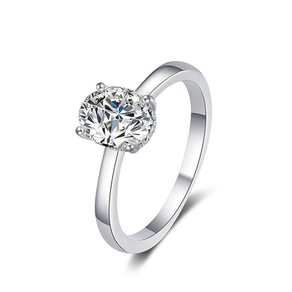 925 Silver Oval Geometric Moissanite Ring 0.5ct 4x6mm 1ct 5x7mm 2ct 7x9mm Rhodium Plated Women's Jewelry Size 5-9