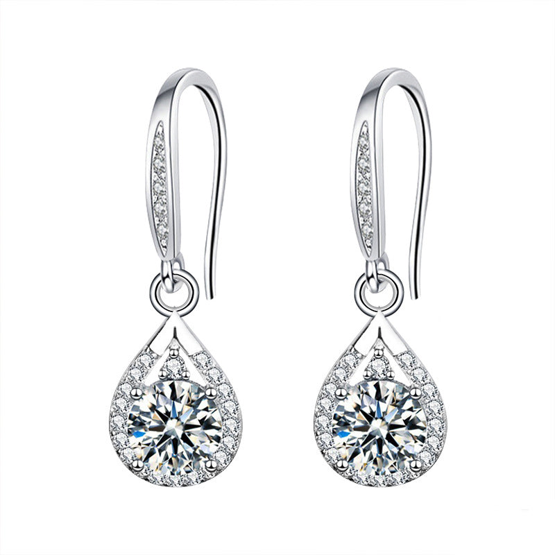 925 Sterling Silver Beveled Square Geometric Stud Earrings with 0.5ct or 1ct Moissanite Rhodium Plated Premium Jewelry for Women