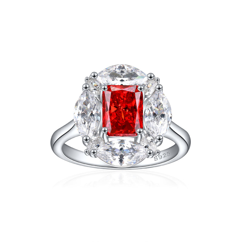 S925 Sterling Silver 1.5ct Square-Cut Wedding Ring - Icy Princess Cut Colored Gemstone Jewelry