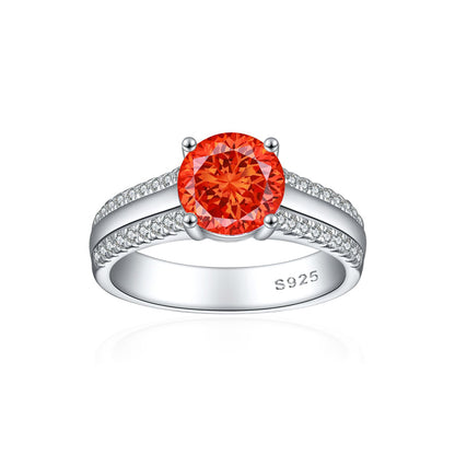 S925 Sterling Silver 2ct Flame-Cut Half Eternity Ring - 5A Zirconia Colored Gemstone Jewelry