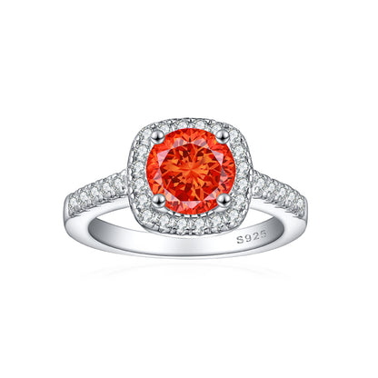 S925 Sterling Silver 1.2ct Rose-Cut Flame Ring - 7×7mm Floral Inspired Colored Gemstone Bridal Jewelry