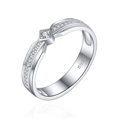 "Cathedral Garden" Couple Rings - 925 Sterling Silver Brushed Finish Wedding Set