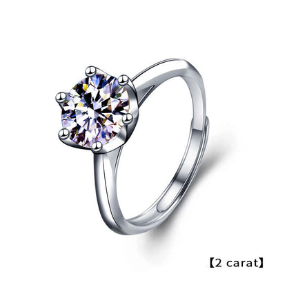 925 Silver Floral Adjustable Ring with 1ct or 2ct D Color Moissanite and Hearts Arrows Zircon White Gold Plated Jewelry for Women