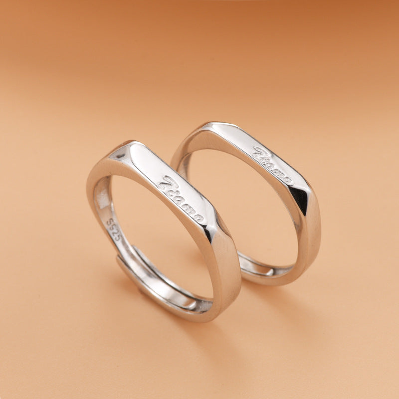 Minimalist Rhombus Couple Rings - 925 Sterling Silver Korean-Inspired Matching Set