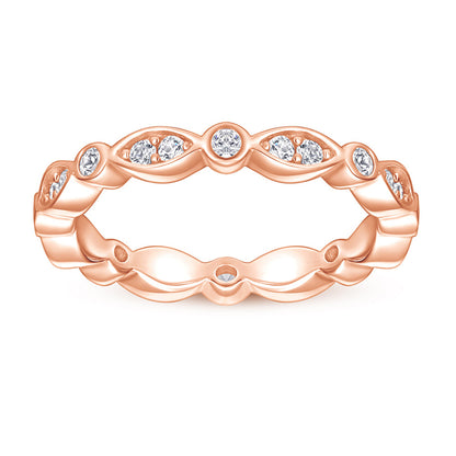 S925 Sterling Silver Marquise Full Eternity Ring – Thick Gold Plated Bridal Jewelry