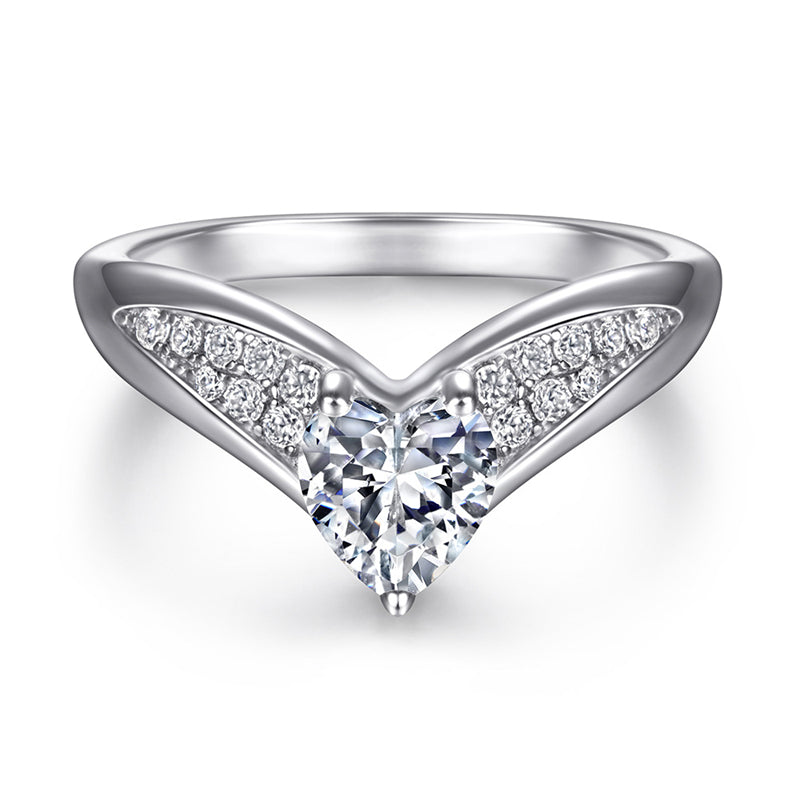 Heart-Shaped Zircon Ring Set - 925 Sterling Silver Love Promise & Engagement Jewelry for Women