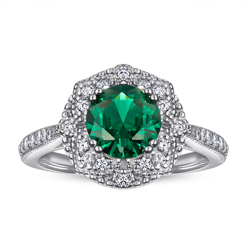 S925 Sterling Silver Gemstone Ring - Modern Geometric Jewelry with Blue/Green CZ Stones