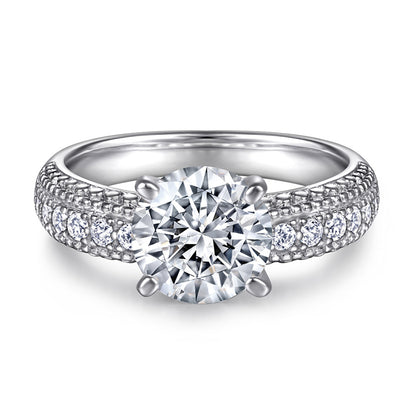Classic European-Style Zircon Engagement Ring Set - 925 Sterling Silver Wedding Band Jewelry