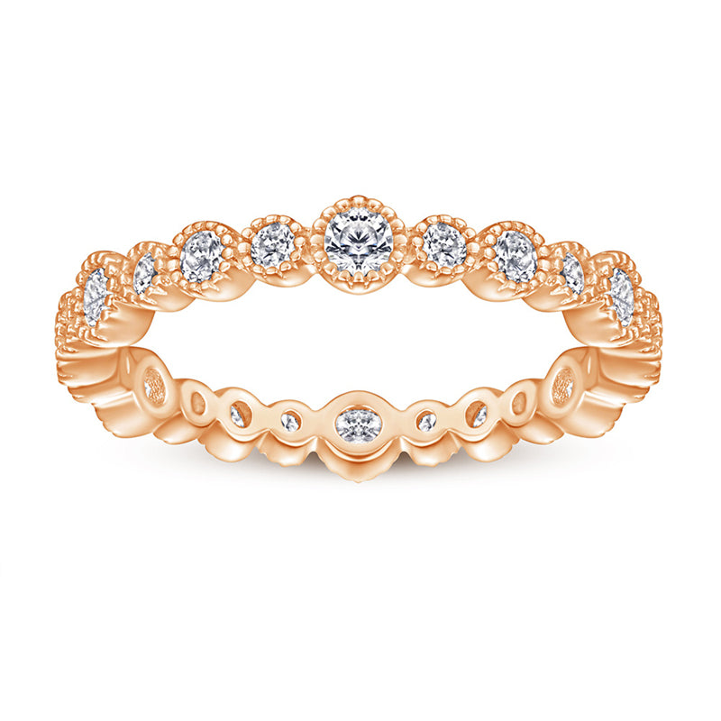 S925 Sterling Silver Full Eternity Band - Pavé Zirconia Circle Ring for Women