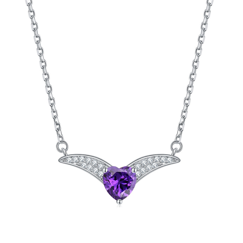 925 Sterling Silver Zodiac Heart Pendant Necklace - Elegant V-Collarbone Chain