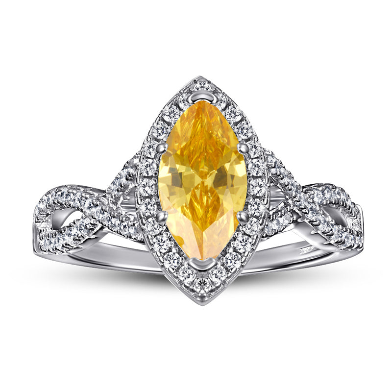 Marquise Cut 1-Carat Zircon Ring - 925 Sterling Silver Solitaire Statement Jewelry for Women