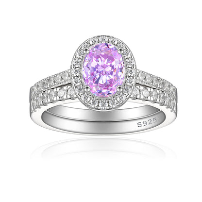 1.5ct Gemstone 925 Sterling Silver Stackable Ring Set – Luxury Ice-Cut Geometric Wedding Bands for Women