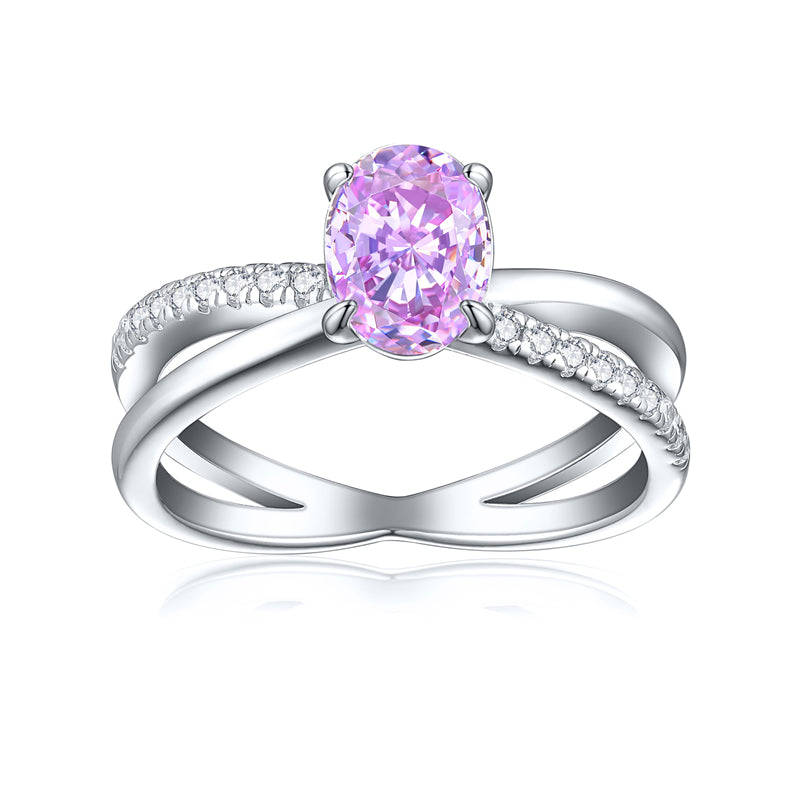 1.5ct Oval Ice-Cut 925 Silver Ring - Unique 6×8mm Gemstone Band for Women