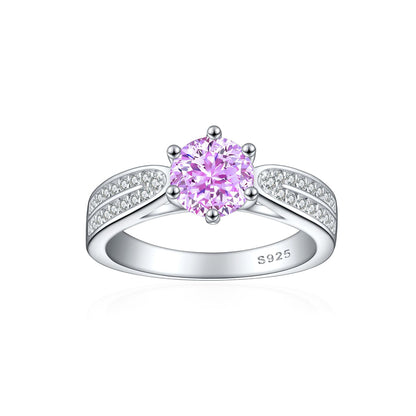 S925 Sterling Silver 1.2ct Ice-Cut Celestial Ring - 7×7mm Colored Gemstone Statement Jewelry
