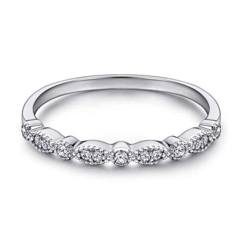 Heart-Shaped 925 Silver Ring Set - Romantic Zirconia Bridal Stack