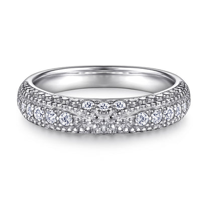 Classic European-Style Zircon Engagement Ring Set - 925 Sterling Silver Wedding Band Jewelry
