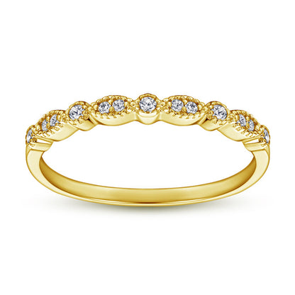 925 Sterling Silver Half Eternity Band - Dainty Zircon Stackable Ring in White/Rose/Yellow Gold