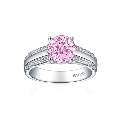 S925 Sterling Silver 2ct Flame-Cut Half Eternity Ring - 5A Zirconia Colored Gemstone Jewelry