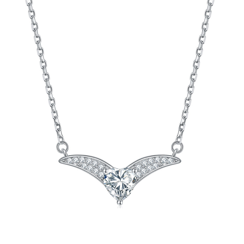 925 Sterling Silver Zodiac Heart Pendant Necklace - Elegant V-Collarbone Chain