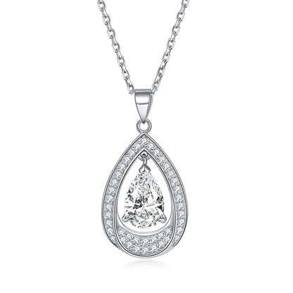 925 Sterling Silver Teardrop Aquamarine Pendant Necklace - Minimalist Ocean-Inspired Jewelry