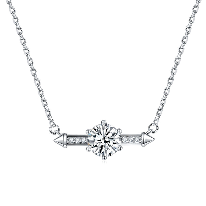 925 Sterling Silver Six-Prong Birthstone Necklace - Contemporary Geometric Pendant