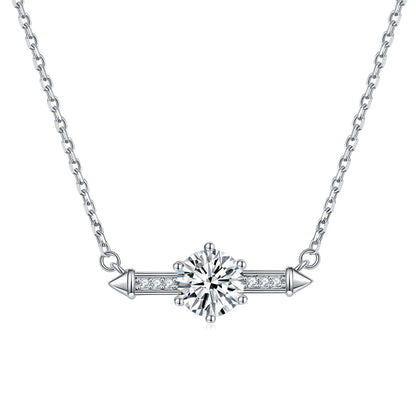 925 Sterling Silver Six-Prong Birthstone Necklace - Contemporary Geometric Pendant