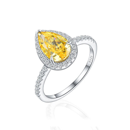 S925 Sterling Silver 8ct High-Carbon Diamond Ring - Luxury Princess Cut Colored Gemstone Jewelry
