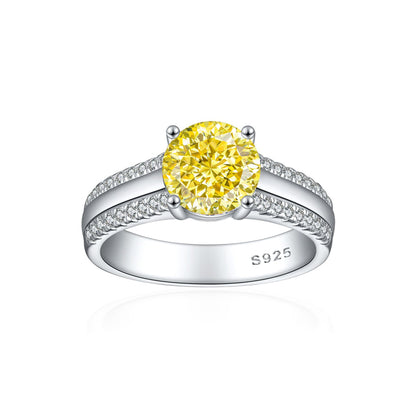 S925 Sterling Silver 2ct Flame-Cut Half Eternity Ring - 5A Zirconia Colored Gemstone Jewelry