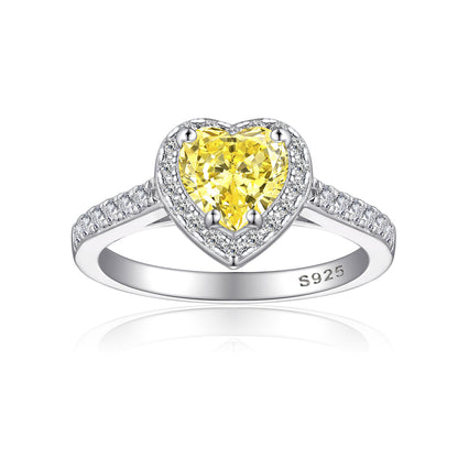 1ct Heart-Shaped Flame & Ice-Cut 925 Silver Ring - Luxe Stackable Gemstone Band for Women