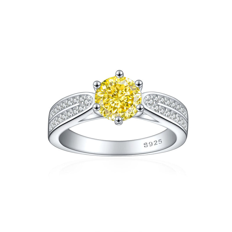 S925 Sterling Silver 1.2ct Ice-Cut Celestial Ring - 7×7mm Colored Gemstone Statement Jewelry