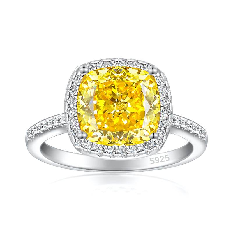S925 Sterling Silver 3.5ct Colored Gemstone Ring - Luxury Princess Cut Flame Jewelry