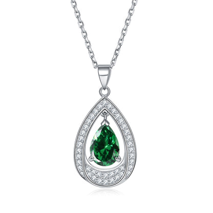 925 Sterling Silver Teardrop Aquamarine Pendant Necklace - Minimalist Ocean-Inspired Jewelry