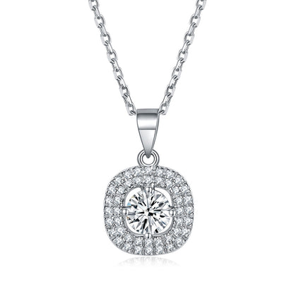 925 Sterling Silver Square Birthstone Necklace - Modern Colorful Pendant