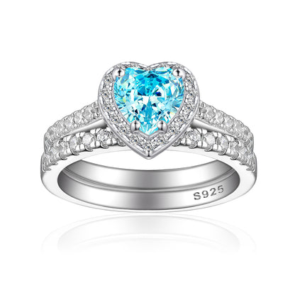 1ct Heart-Shaped Gemstone 925 Silver Stackable Ring Set - Luxe Ice-Cut High Carbon Diamond Love Rings for Women