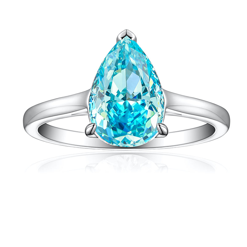 4ct Teardrop Ice-Cut 925 Silver Ring - Luxurious 8×12mm Gemstone Statement Band