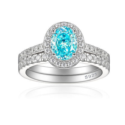 1.5ct Gemstone 925 Sterling Silver Stackable Ring Set – Luxury Ice-Cut Geometric Wedding Bands for Women