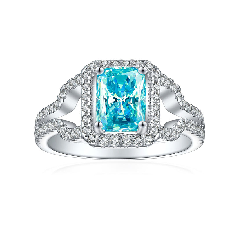 1.5ct Gemstone 925 Sterling Silver Ring – Elegant 6*8 Princess-Cut Flame & Ice-Cut Band for Women
