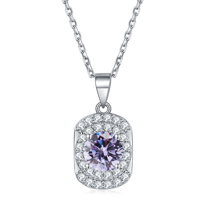 925 Sterling Silver Cubic Zirconia Pendant Necklace - Minimalist Birthstone Collarbone Chain