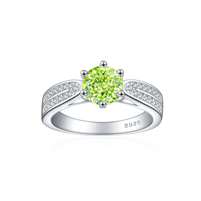 S925 Sterling Silver 1.2ct Ice-Cut Celestial Ring - 7×7mm Colored Gemstone Statement Jewelry