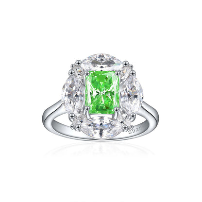 S925 Sterling Silver 1.5ct Square-Cut Wedding Ring - Icy Princess Cut Colored Gemstone Jewelry